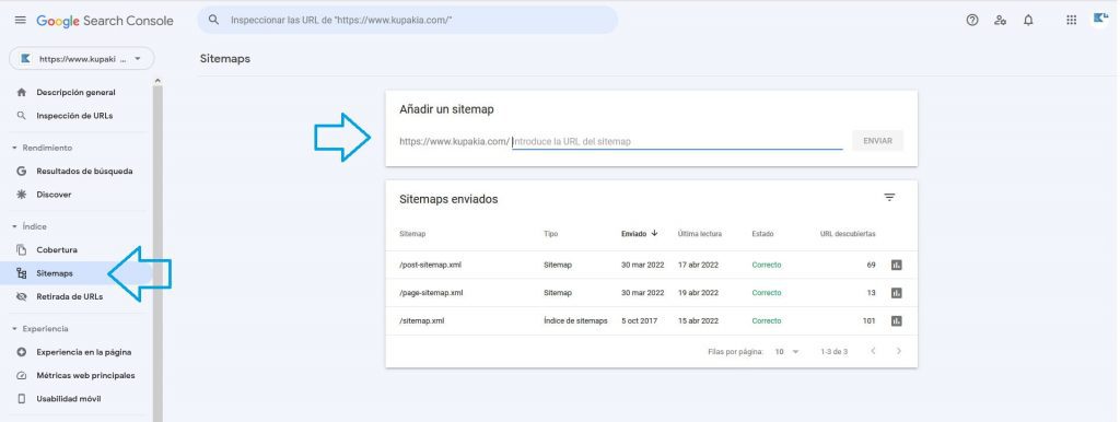 Actualizar sitemap en Google Search Console