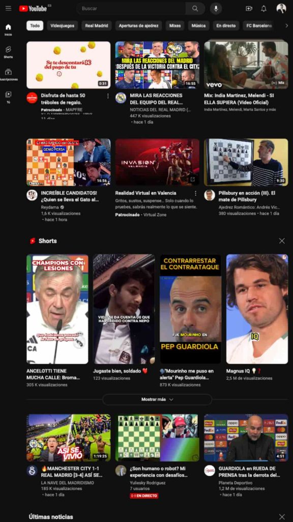 experiencia mobile first youtube ejemplo