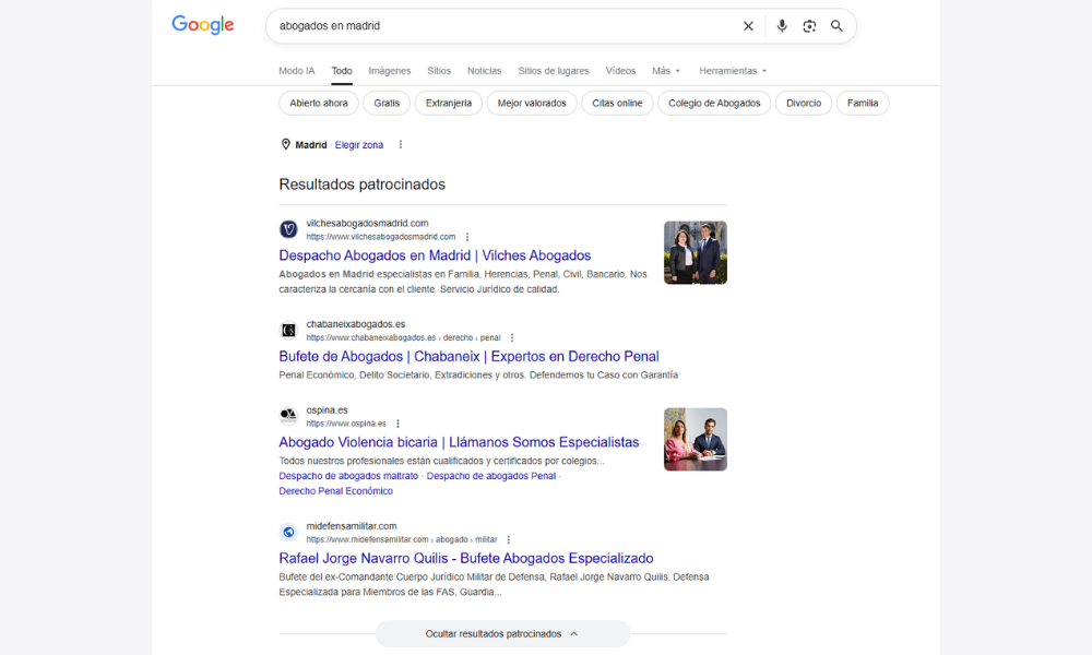 ejemplo de publicidad de abogados